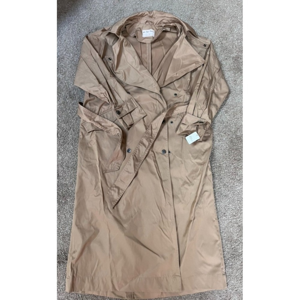 FREE PEOPLE | WE THE FREE Tan Belted Double Breasted Trench Coat Long Size M